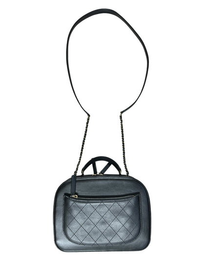 CHANEL Calfskin Matelasse 24 Vanity Bag Black Gold Hardware CH2247