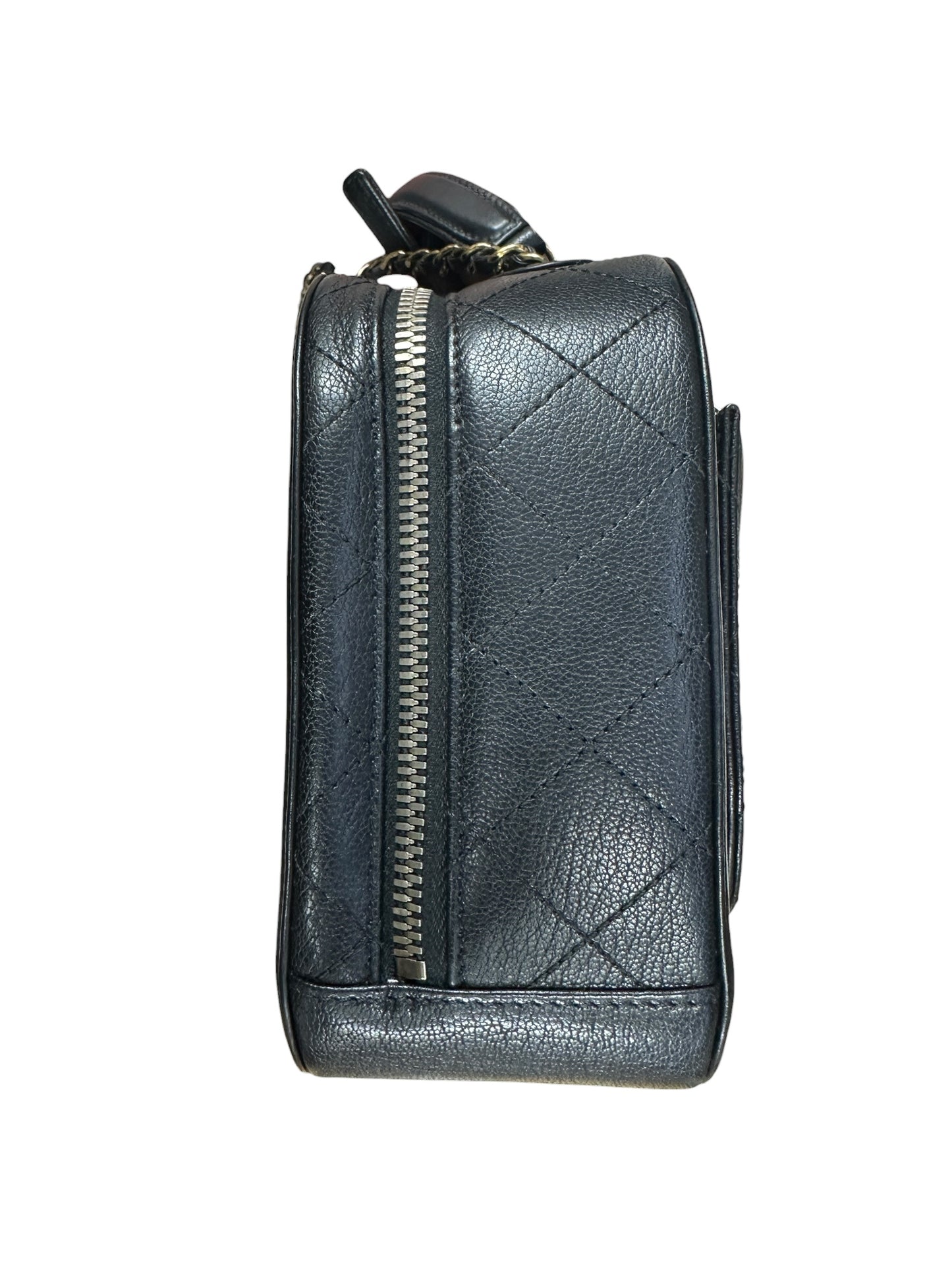CHANEL Calfskin Matelasse 24 Vanity Bag Black Gold Hardware CH2247