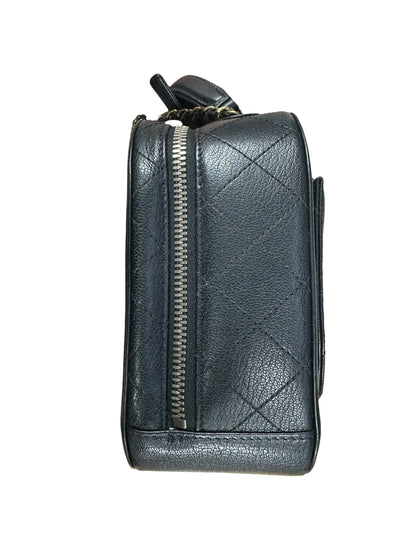 CHANEL Calfskin Matelasse 24 Vanity Bag Black Gold Hardware CH2247