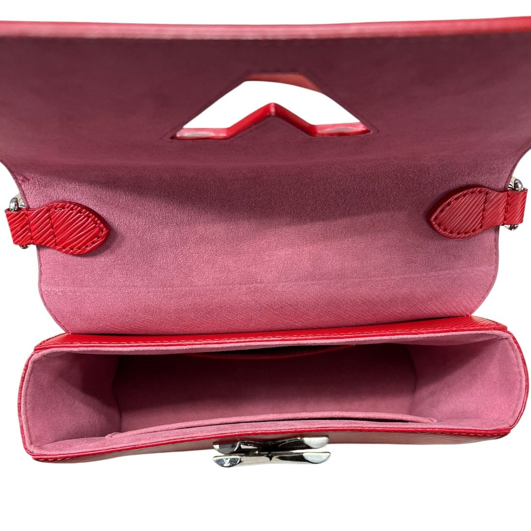 LOUIS VUITTON Epi Leather Twist Shoulder Bag Red Silver Hardware NJ161