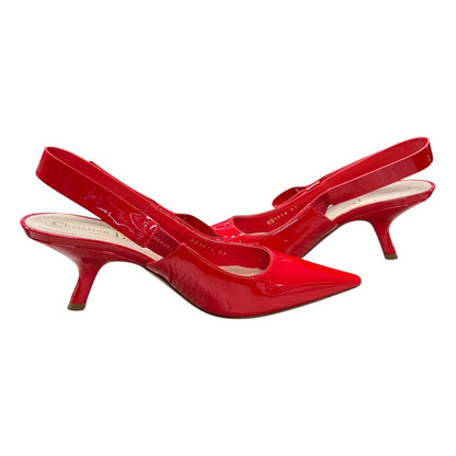 DIOR Patent Leather J'Adior Slingback Pump Red Gold Hardware NJ156