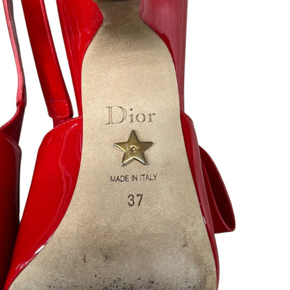 DIOR Patent Leather J'Adior Slingback Pump Red Gold Hardware NJ156