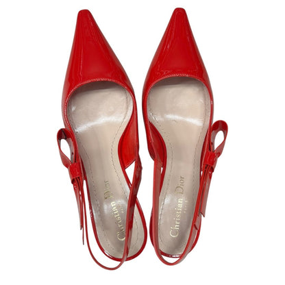 DIOR Patent Leather J'Adior Slingback Pump Red Gold Hardware NJ156