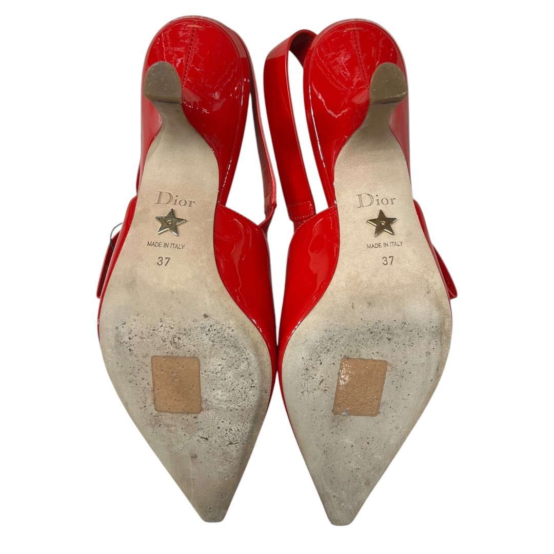 DIOR Patent Leather J'Adior Slingback Pump Red Gold Hardware NJ156