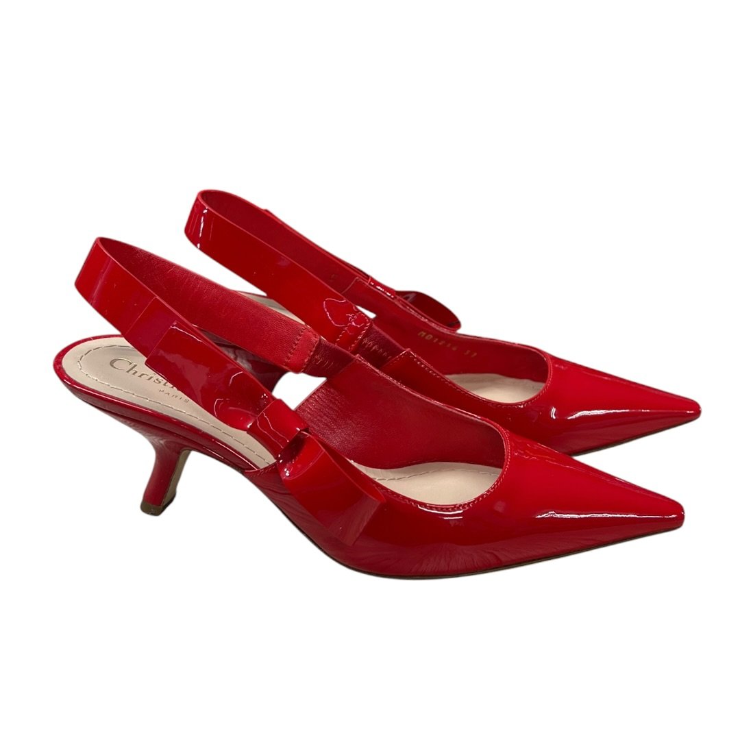 DIOR Patent Leather J'Adior Slingback Pump Red Gold Hardware NJ156