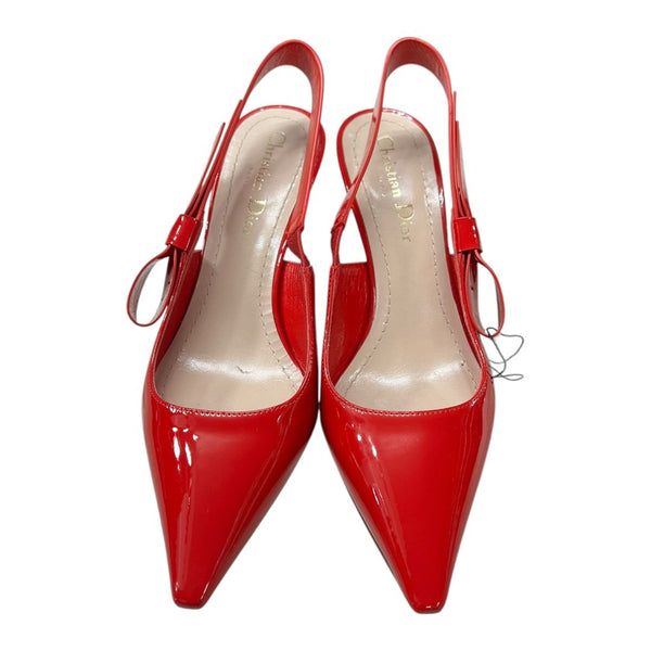 DIOR Patent Leather J'Adior Slingback Pump Red Gold Hardware NJ156