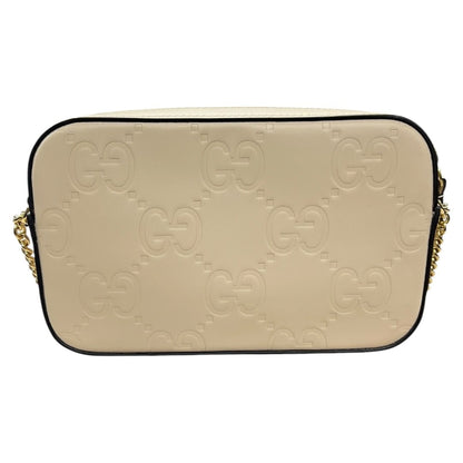 GUCCI Leather GG Matelassé Mini Bag Shoulder Bag Beige Gold Hardware NJ159