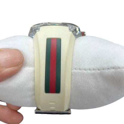 GUCCI Rubber/Steel Sync Watch White, Silver, Red, Green Silver Hardware NJ158