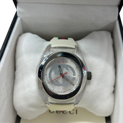 GUCCI Rubber/Steel Sync Watch White, Silver, Red, Green Silver Hardware NJ158
