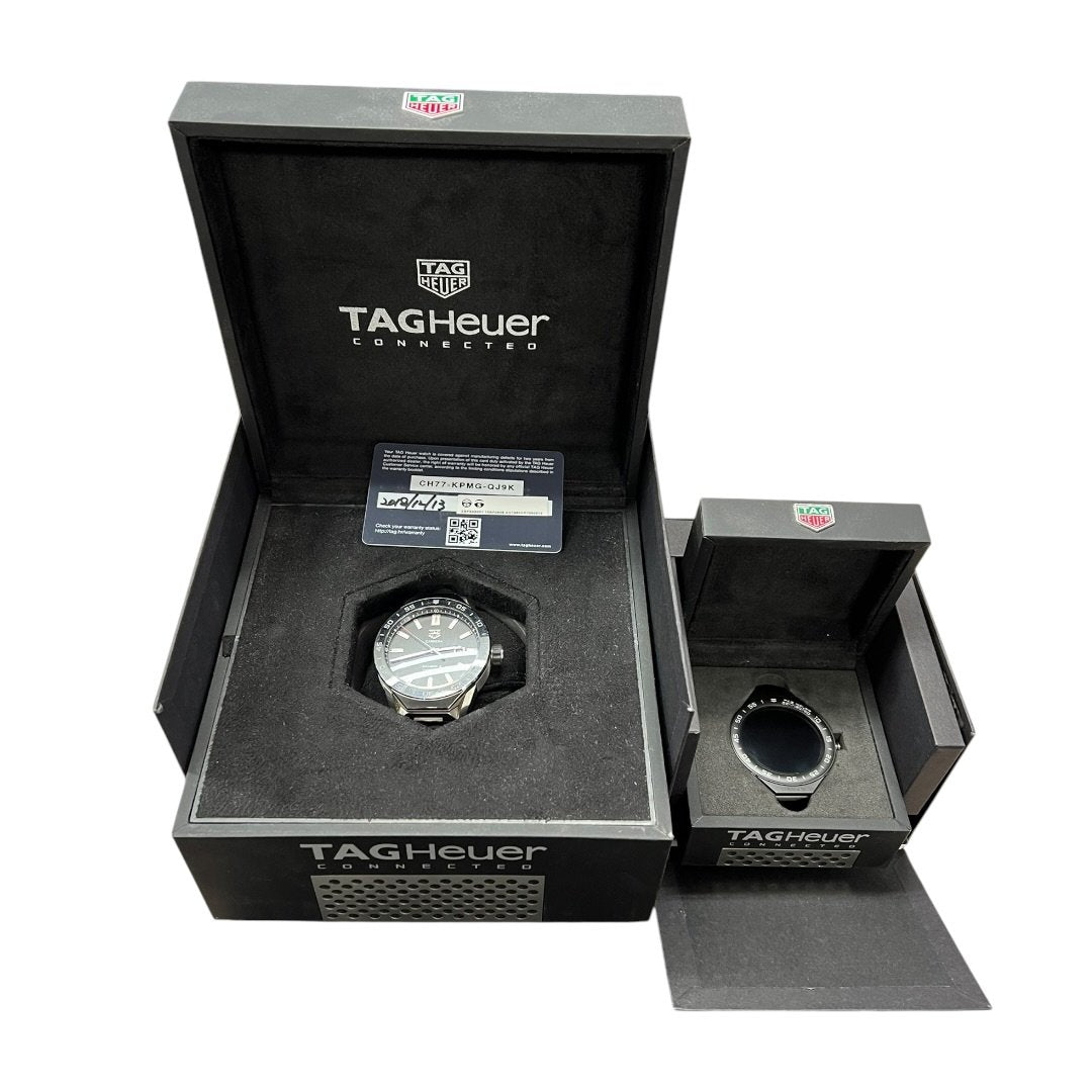 TAG HEUER Titanium/Steel Connected Modular 45 & Carrera Calibre 5 Set Silver, Black Silver Hardware NJ134