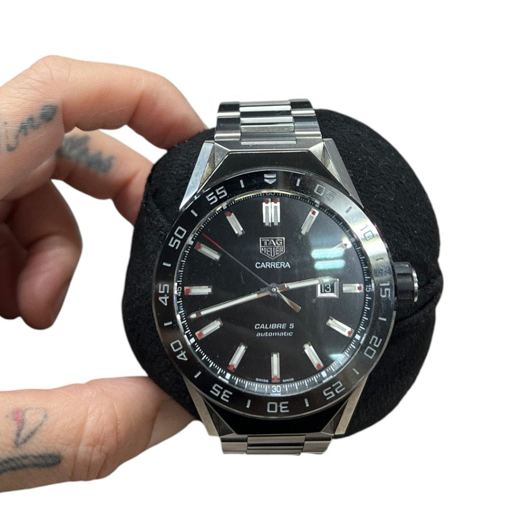 TAG HEUER Titanium/Steel Connected Modular 45 & Carrera Calibre 5 Set Silver, Black Silver Hardware NJ134