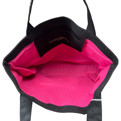 YVES SAINT LAURENT Canvas Parfums Tote Bag Tote Black, Pink Gold Embroidery NJ135