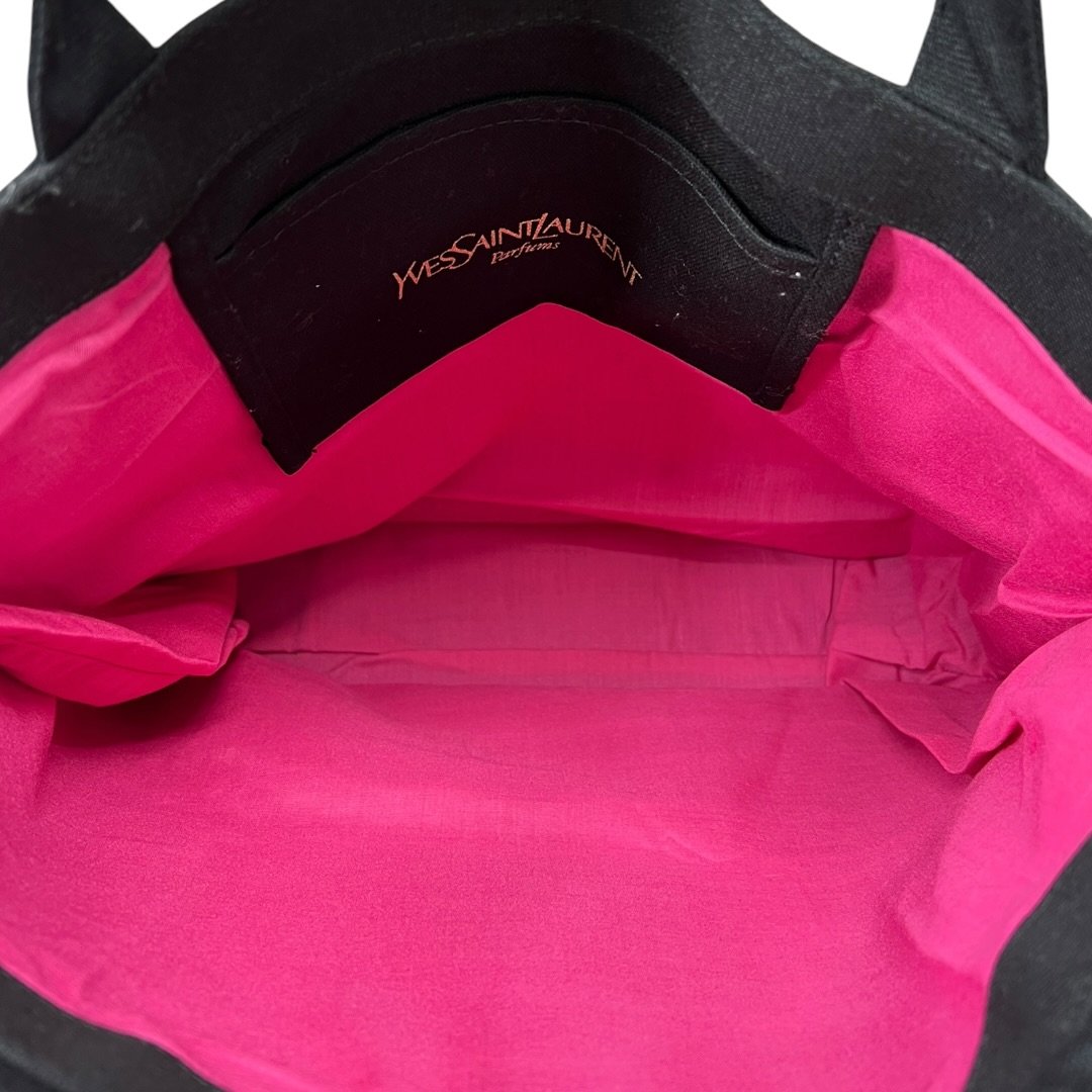 YVES SAINT LAURENT Canvas Parfums Tote Bag Tote Black, Pink Gold Embroidery NJ135