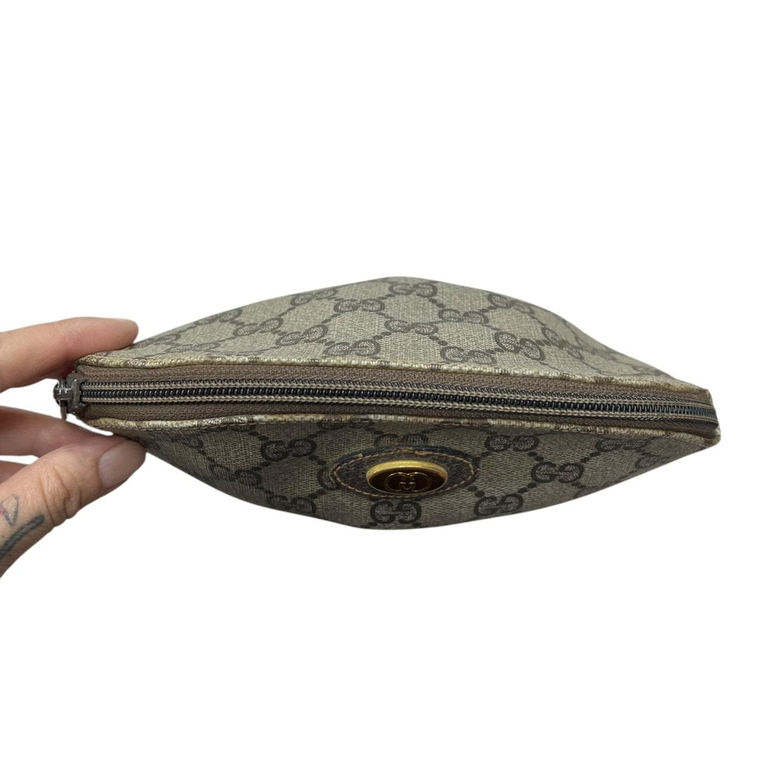 GUCCI GG Supreme Gucci Accessory Collection Pouch Pouch Beige and Brown Gold Hardware NJ149