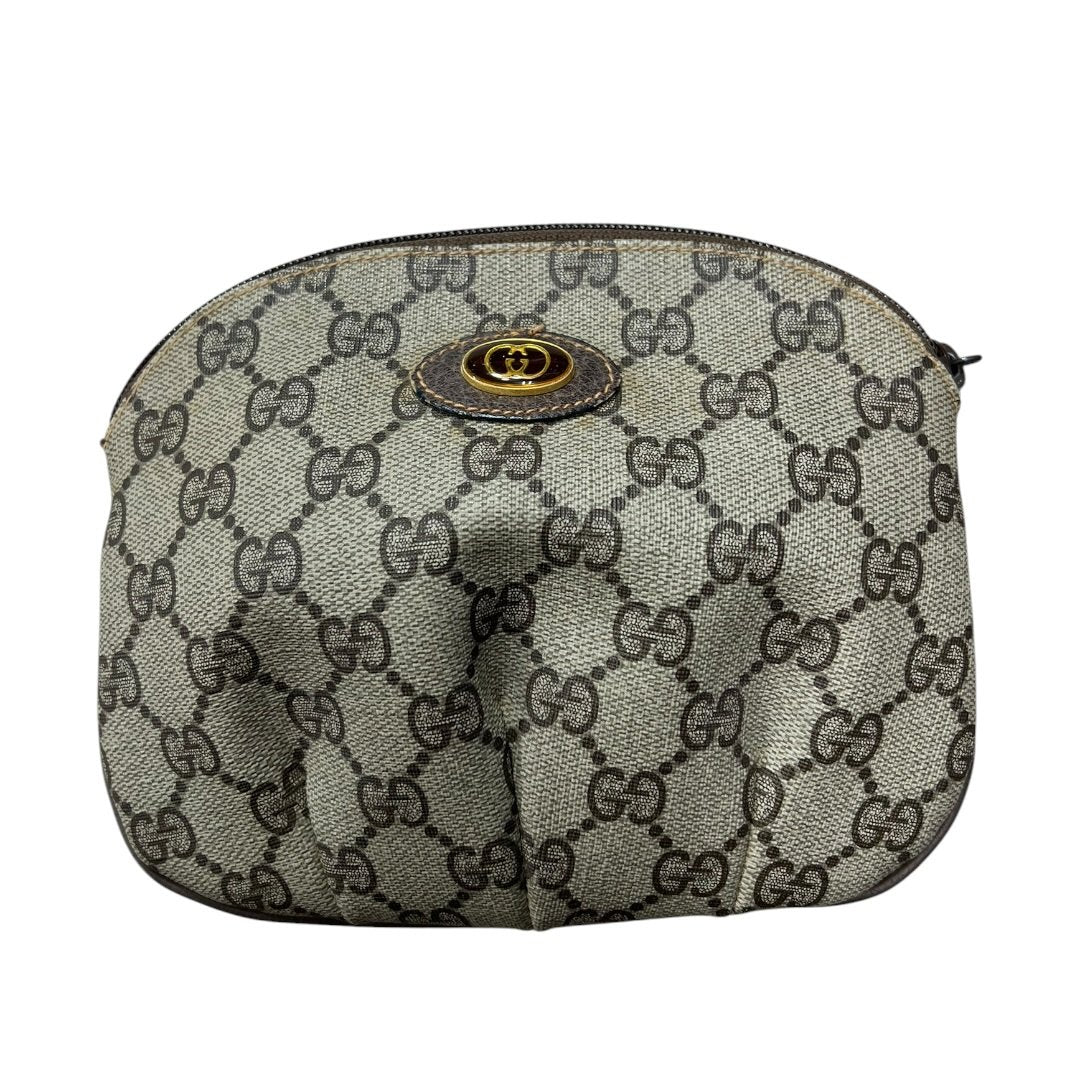 GUCCI GG Supreme Gucci Accessory Collection Pouch Pouch Beige and Brown Gold Hardware NJ149