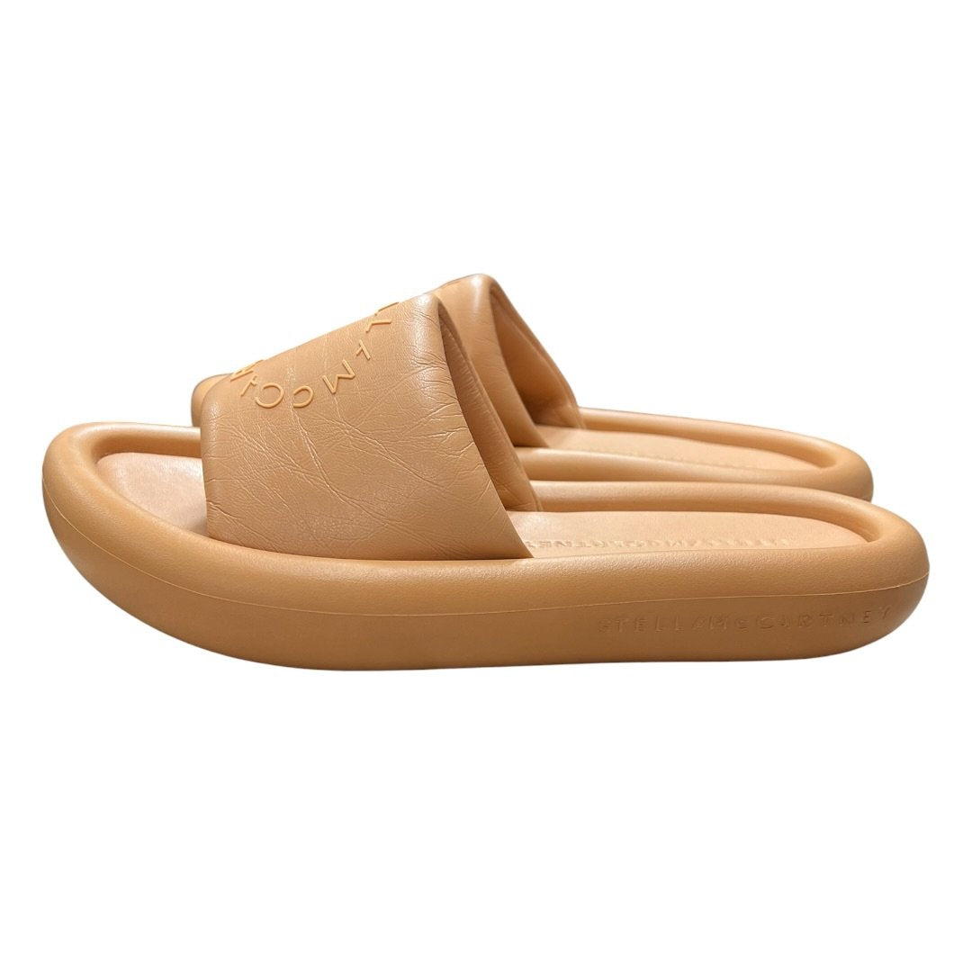 STELLA MCCARTNEY Vegan Leather Logo Puffy Platform Slides Beige NJ141