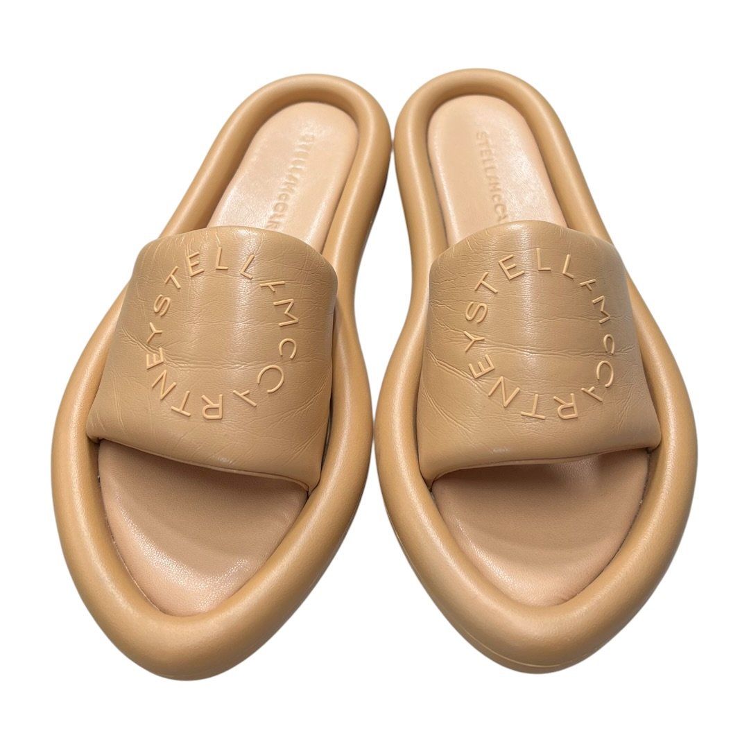 STELLA MCCARTNEY Vegan Leather Logo Puffy Platform Slides Beige NJ141