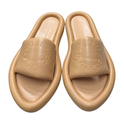 STELLA MCCARTNEY Vegan Leather Logo Puffy Platform Slides Beige NJ141