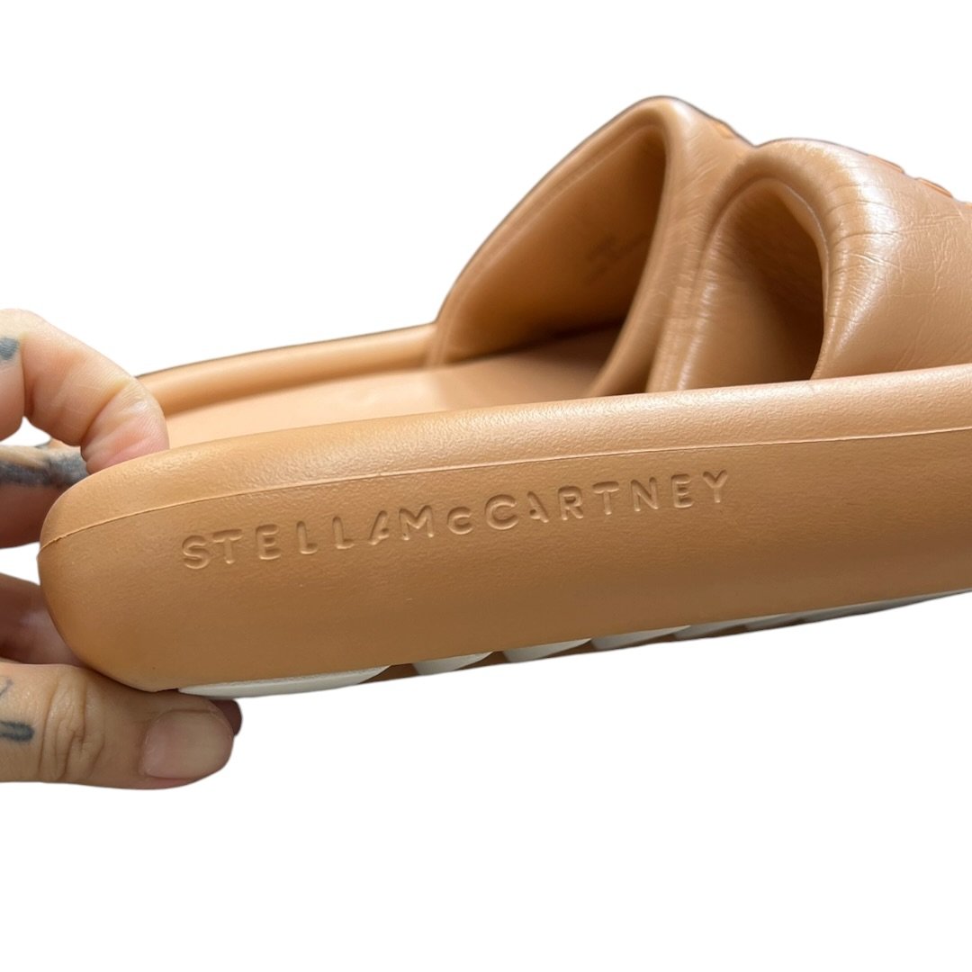 STELLA MCCARTNEY Vegan Leather Logo Puffy Platform Slides Beige NJ141