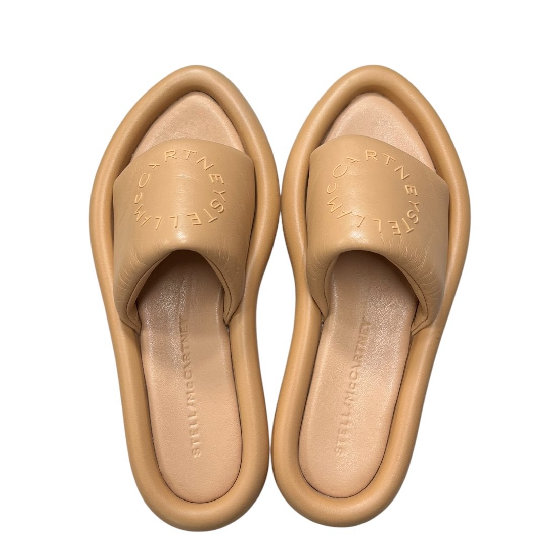 STELLA MCCARTNEY Vegan Leather Logo Puffy Platform Slides Beige NJ141