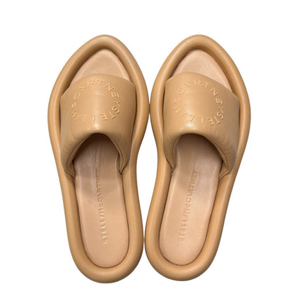 STELLA MCCARTNEY Vegan Leather Logo Puffy Platform Slides Beige NJ141