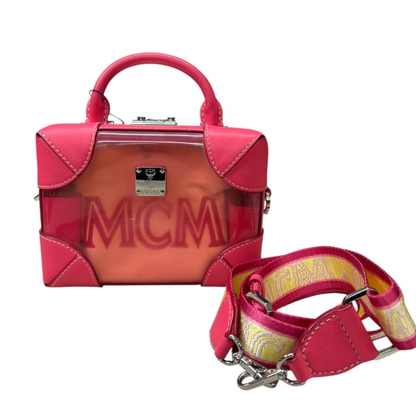 MCM Leather and Vinyl Berlin Crossbody Crossbody Bag Pink, Yellow, Transparent Silver Hardware NJ148