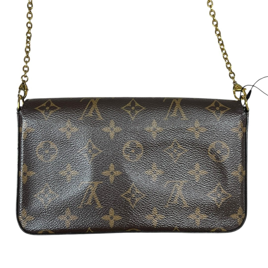 LOUIS VUITTON Monogram Canvas Felicie Pochette Wallet on Chain Brown and Maroon Gold Hardware NJ130