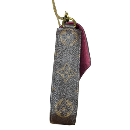 LOUIS VUITTON Monogram Canvas Felicie Pochette Wallet on Chain Brown and Maroon Gold Hardware NJ130
