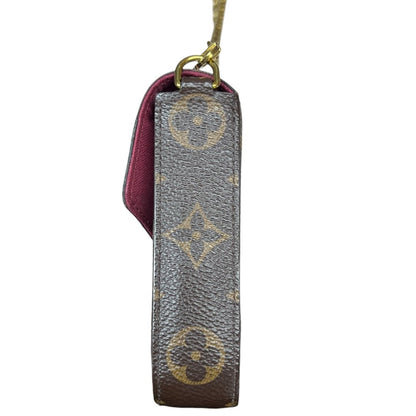 LOUIS VUITTON Monogram Canvas Felicie Pochette Wallet on Chain Brown and Maroon Gold Hardware NJ130