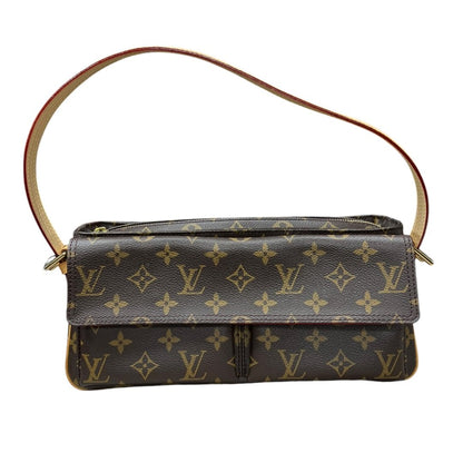 LOUIS VUITTON Monogram Canvas Viva-Cite MM Shoulder Bag Brown Gold Hardware NJ153