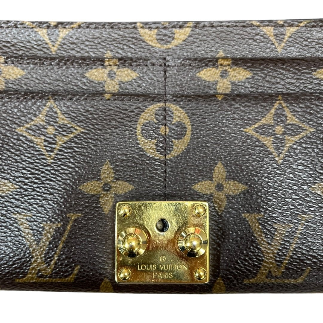LOUIS VUITTON Monogram Pallas Wallet Wallet Brown, Black Gold Hardware NJ151
