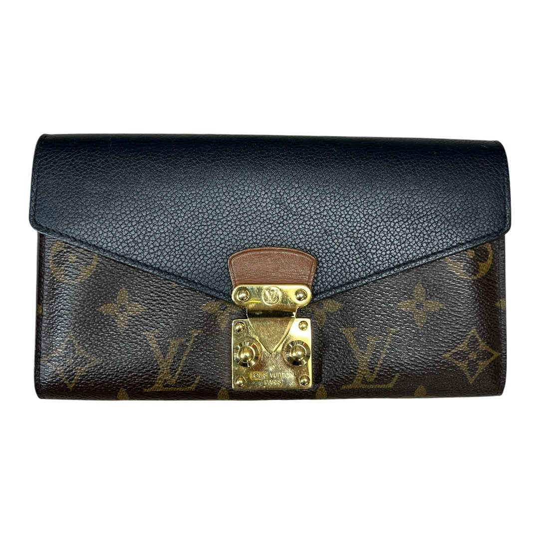 LOUIS VUITTON Monogram Pallas Wallet Wallet Brown, Black Gold Hardware NJ151