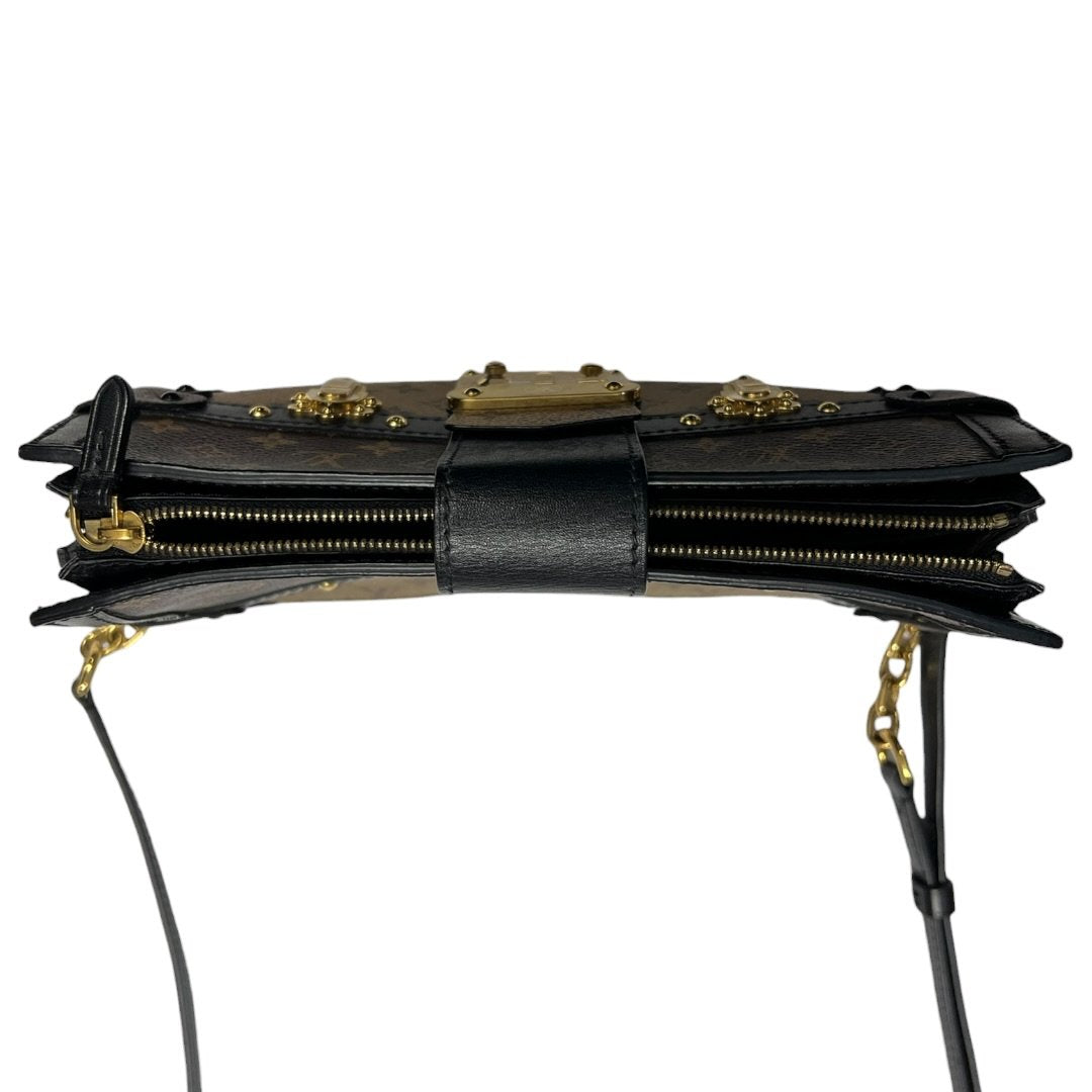 LOUIS VUITTON Monogram Canvas Soft Trunk Wallet Shoulder Bag Brown, Black Gold Hardware NJ131