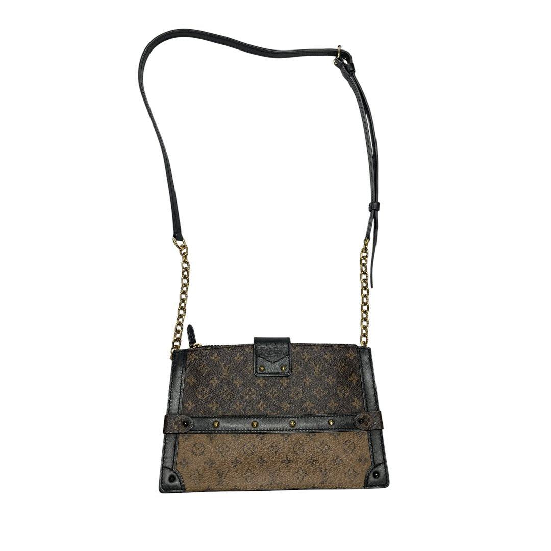 LOUIS VUITTON Monogram Canvas Soft Trunk Wallet Shoulder Bag Brown, Black Gold Hardware NJ131