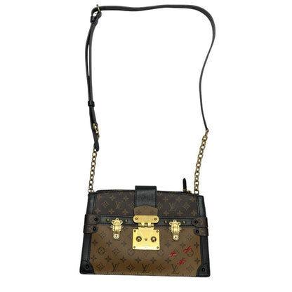 LOUIS VUITTON Monogram Canvas Soft Trunk Wallet Shoulder Bag Brown, Black Gold Hardware NJ131
