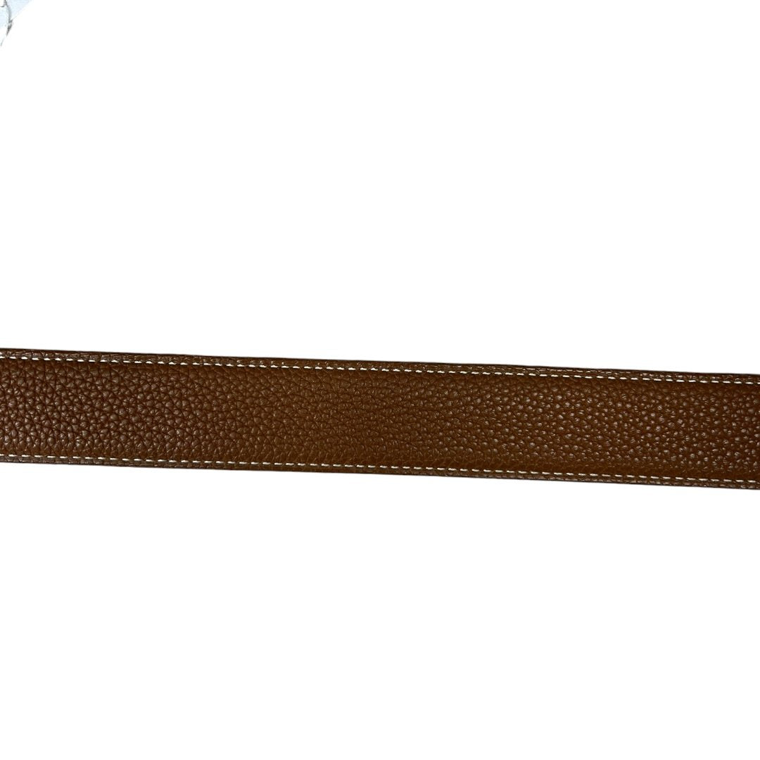 HERMES Box Calf / Togo H Belt Belt Black, Gold (Brown) Gold Hardware NJ147