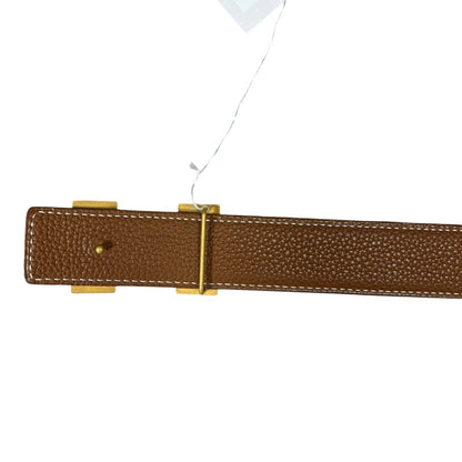 HERMES Box Calf / Togo H Belt Belt Black, Gold (Brown) Gold Hardware NJ147