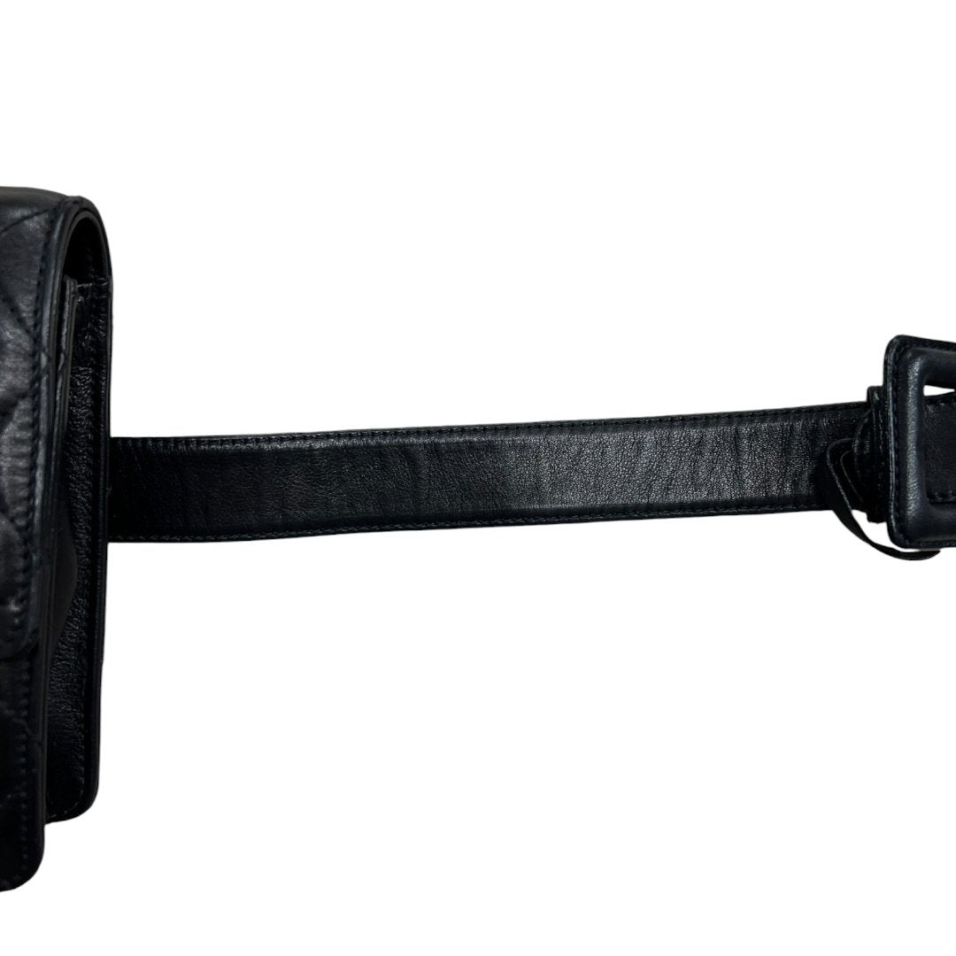 CHANEL Lambskin Matelasse Belt Bag Belt Bag Black Gold Hardware NJ133
