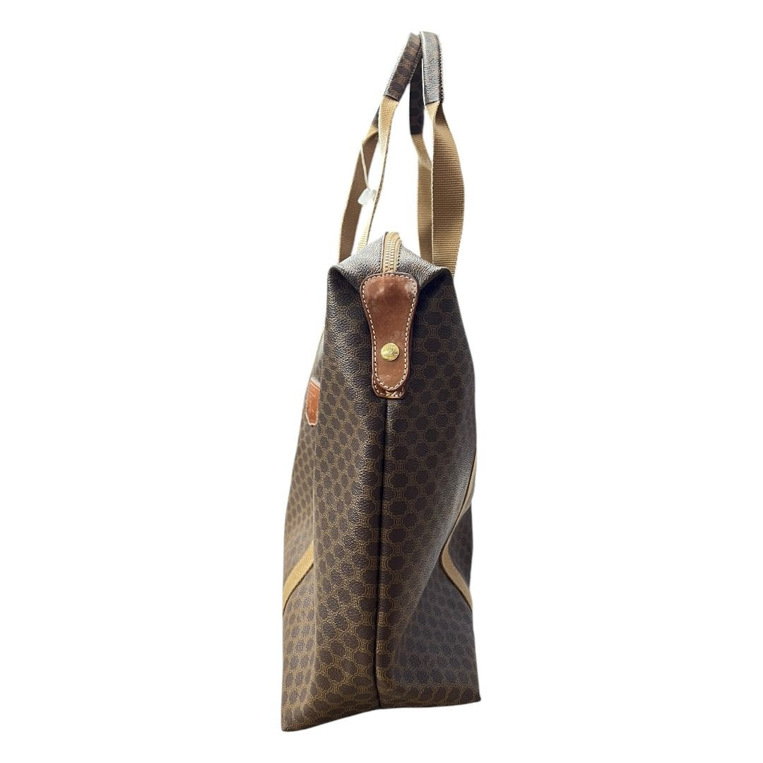 CELINE Macadam Canvas Macadam Tote Bag Tote Brown, Beige Gold-tone Hardware NJ119