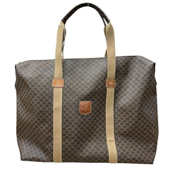 CELINE Macadam Canvas Macadam Tote Bag Tote Brown, Beige Gold-tone Hardware NJ119