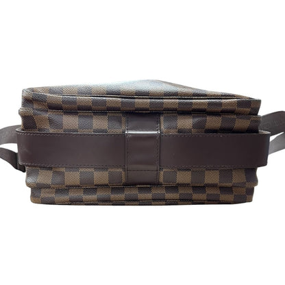 LOUIS VUITTON Damier Ebene Canvas Brooklyn MM Messenger Bag Brown Gold Hardware NJ117