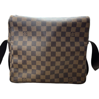 LOUIS VUITTON Damier Ebene Canvas Brooklyn MM Messenger Bag Brown Gold Hardware NJ117