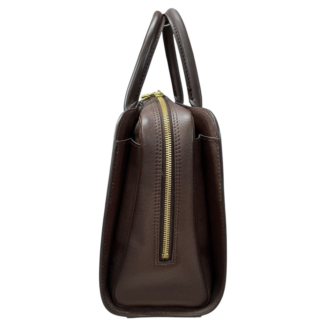 LOUIS VUITTON Damier Ebene Canvas Westminster Handbag Brown Gold Hardware NJ116