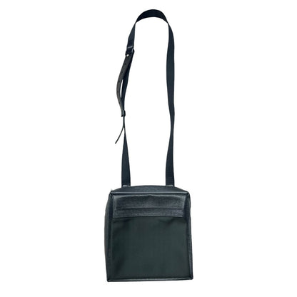 LOUIS VUITTON Grained Leather and Textile Compact Messenger Bag Shoulder Bag Black Silver Hardware NJ121