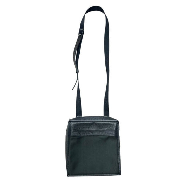 LOUIS VUITTON Grained Leather and Textile Compact Messenger Bag Shoulder Bag Black Silver Hardware NJ121
