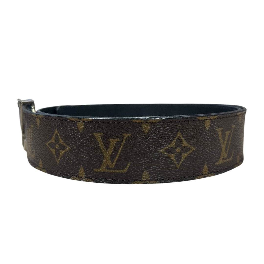 LOUIS VUITTON Monogram LV Initiales 40mm Belt Belt Brown / Black Silver Hardware NJ144