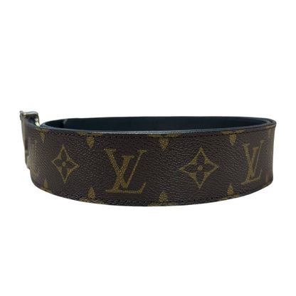 LOUIS VUITTON Monogram LV Initiales 40mm Belt Belt Brown / Black Silver Hardware NJ144