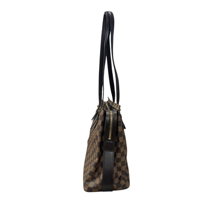 LOUIS VUITTON Damier Ebene Saleya MM Tote Bag Brown, Dark Brown, Orange Gold Hardware NJ122