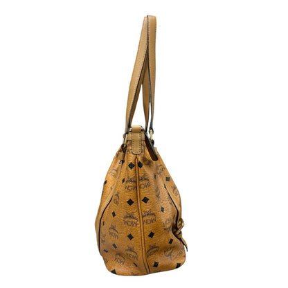 MCM Visetos Visetos Shopper Tote Tote Bag Cognac Gold Hardware NJ128