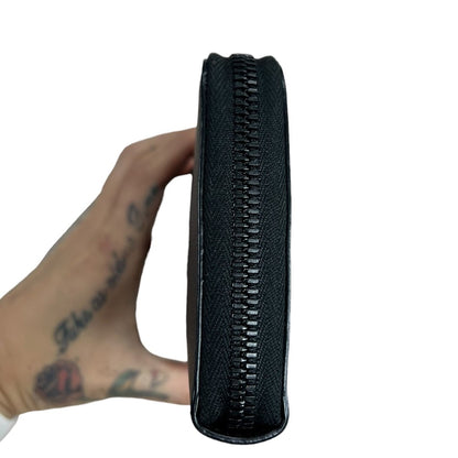 SAINT LAURENT Grain de Poudre Monogram Zip Around Wallet Wallet Black Black Hardware Yv160